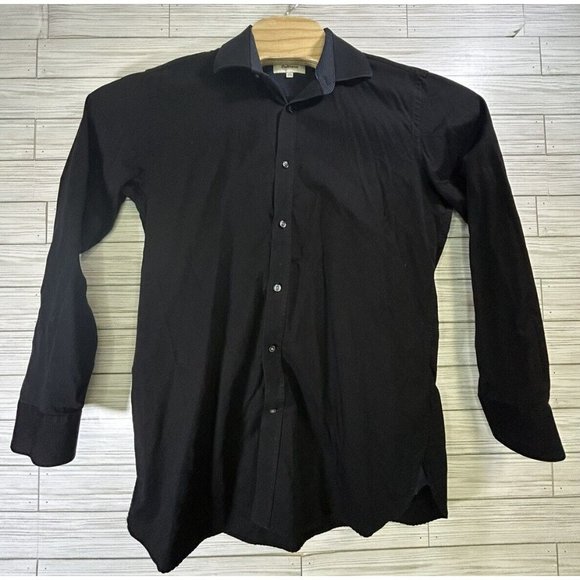 Ted Baker Endurance Mens‎ Black Flip Cuff  Trim Fit Shirt Woven Cotton M - Picture 2 of 9